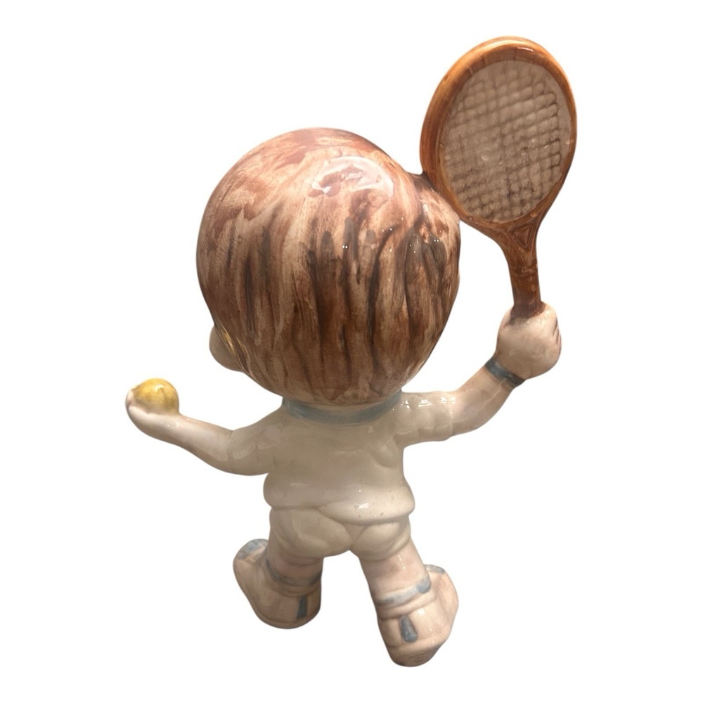 Vintage Atlantic Mold Boy Tennis Player Figurine Hand Painted Ceramic - Picture 3 of 6